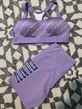EUC💗PINKVS ActiveUltimatePushUp LogoSportsBra/Cotton Logo Bike Short/Lavender/L
